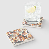 Retro Airedale Terrier Seamless Steinuntersetzer (Seitenansicht)