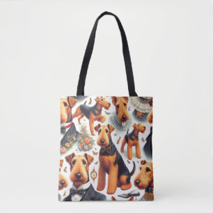 Retro Airedale Terrier Seamless Tasche