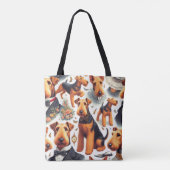 Retro Airedale Terrier Seamless Tasche (Rückseite)