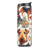 Retro Airedale Terrier Seamless Thermosbecher (Nach links gedreht)
