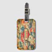 Retro Airline Style Custom Name Travel Stamps Gepäckanhänger (Vorderseite Vertikal)