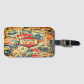 Retro Airline Style Custom Name Travel Stamps Gepäckanhänger (Vorderseite (Horizontal))