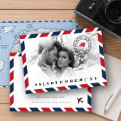 Retro Airmail Postleitzahl Foto Hochzeit in Urlaub Save The Date