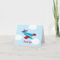 Retro Airplane Aviator Babydusche Danke Karte