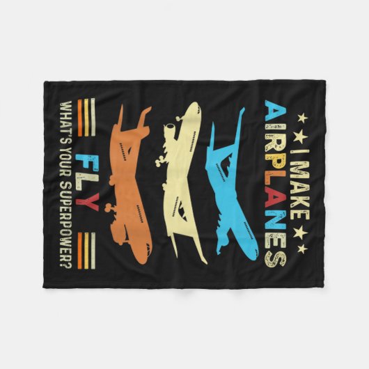 Retro Airplane Heartbeat Lot Flying Cool Aviator  Fleecedecke (Vorderseite (Horizontal))