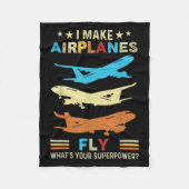 Retro Airplane Heartbeat Lot Flying Cool Aviator  Fleecedecke (Vorderseite)
