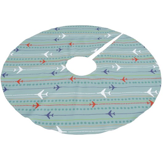 Retro Airplane Muster Weihnachtsbaumrock Polyester Weihnachtsbaumdecke (Schrägansicht)