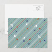 Retro Airplane Pattern Postcard Postkarte (Vorne/Hinten)