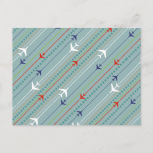 Retro Airplane Pattern Postcard Postkarte
