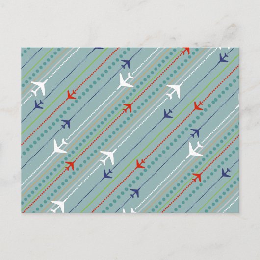 Retro Airplane Pattern Postcard Postkarte (Vorderseite)