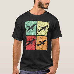 Retro Airplane Plane Pilot Aviator Sky Flight Inst T-Shirt