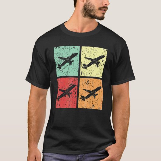 Retro Airplane Plane Pilot Aviator Sky Flight Inst T-Shirt (Vorderseite)