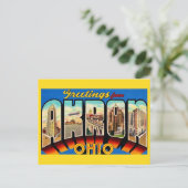 Retro Akron Ohio Gruß  Postkarte (Stehend Vorderseite)