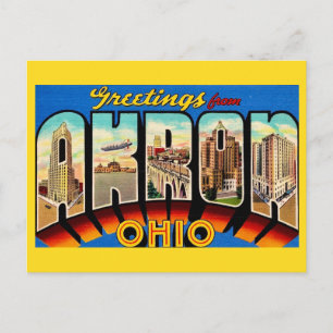 Retro Akron Ohio Gruß  Postkarte