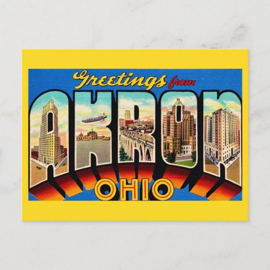 Retro Akron Ohio Gruß  Postkarte (Vorderseite)