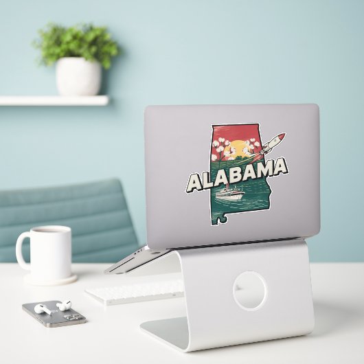 Retro Alabama Aufkleber (Laptop auf Schreibtisch)