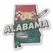 Retro Alabama Staat Car Sticker (Vorderseite)