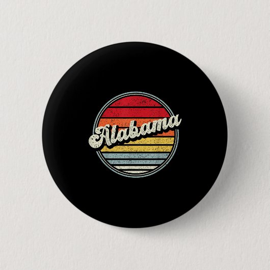 Retro Alabama Zuhause Staat Cool 70er Style Sunset Button (Vorderseite)