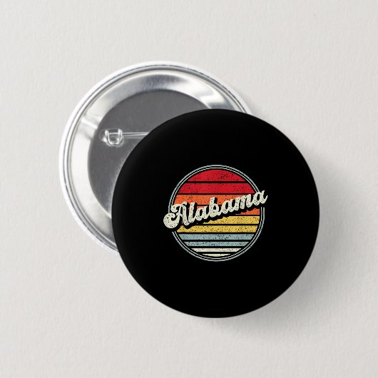 Retro Alabama Zuhause Staat Cool 70er Style Sunset Button (Vorne & Hinten)