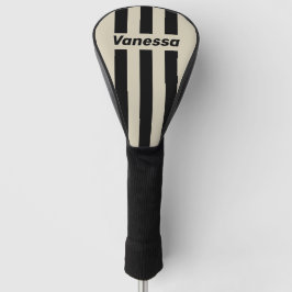 Retro Alabaster Drei Pin Streifen mit Namen Golf Headcover