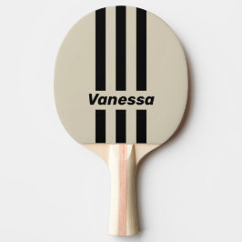 Retro Alabaster Drei Pin Streifen mit Namen Tischtennis Schläger
