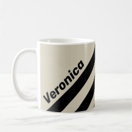 Retro Alabaster Drei Streifen mit Namen Kaffeetasse