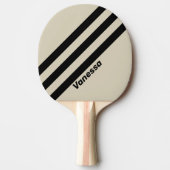 Retro Alabaster Drei Streifen mit Namen Tischtennis Schläger (Vorderseite)