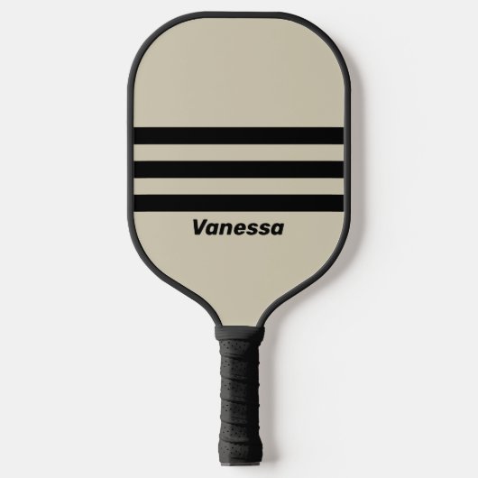 Retro Alabaster Three Across Striping with Name Pickleball Schläger (Vorderseite)