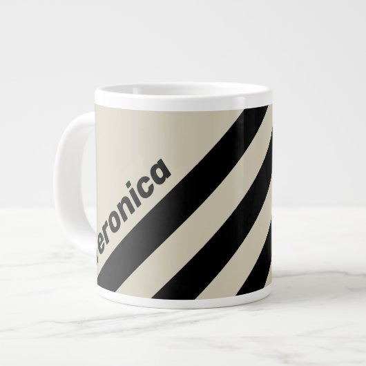 Retro Alabaster Three Stripes with Name Jumbo-Tasse (Vorderseite Links)