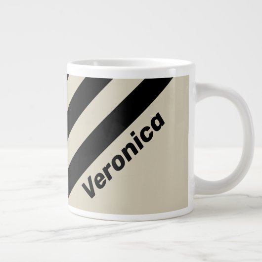 Retro Alabaster Three Stripes with Name Jumbo-Tasse (Rechts)