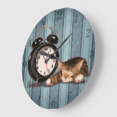 Retro alarm clock and kitty große wanduhr (Winkel)