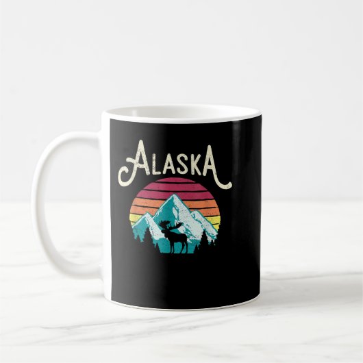 Retro Alaska, AK Juneau Mountains Wildlife Moose Kaffeetasse (Links)