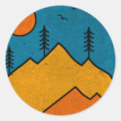 Retro Alaska Anchorage Berg Souvenir 80er Runder Aufkleber (Vorderseite)