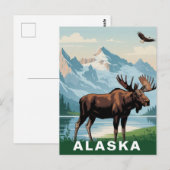 Retro Alaska Elch Berg Postkarte (Vorne/Hinten)