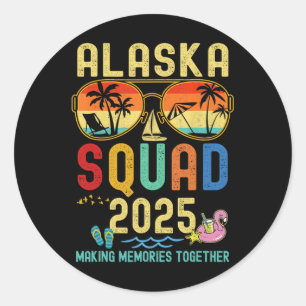 Retro Alaska Kreuzfahrt Urlaub 2025 Familie Freund Runder Aufkleber