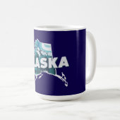 Retro Alaska Landschaftliche Silhouette Kaffeetasse (VorderseiteRechts)