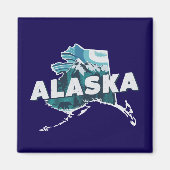 Retro Alaska Landschaftliche Silhouette Magnet (Vorne)