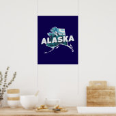 Retro Alaska Landschaftliche Silhouette Poster (Küche)