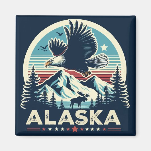 Retro Alaska Magnet (Vorne)