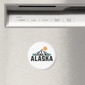 Retro Alaska Mountain Sunset Magnet (In Situ (Geschirrspüler))