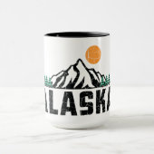 Retro Alaska Mountain Sunset Tasse (Zentrum)