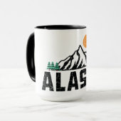 Retro Alaska Mountain Sunset Tasse (Vorderseite Links)