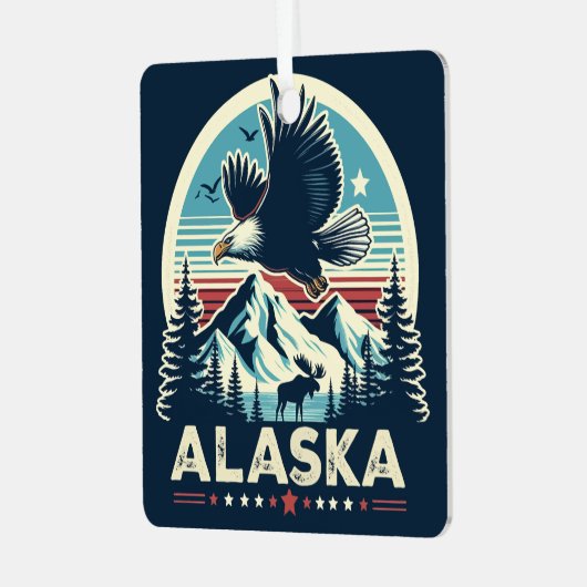 Retro Alaska Ornament Aus Metall (Vorderseite links)
