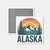 Retro-Alaska-Sonnenuntergangs-Abenteuer Magnet (Vorderseite/Rückseite)
