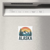 Retro-Alaska-Sonnenuntergangs-Abenteuer Magnet (In Situ (Geschirrspüler))