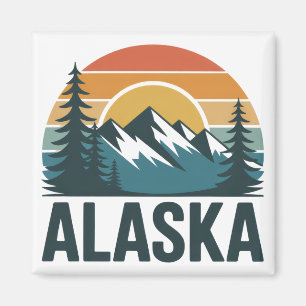 Retro-Alaska-Sonnenuntergangs-Abenteuer  Magnet