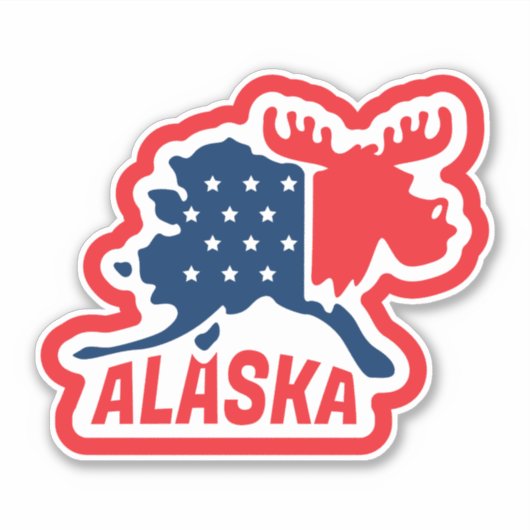 Retro Alaska Staat Aufkleber (Vorderseite)