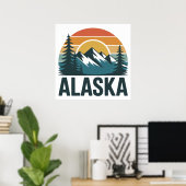 Retro Alaska Sunset Adventure Poster (Heimbüro)