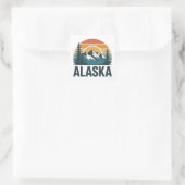 Retro Alaska Sunset Adventure Quadratischer Aufkleber (Tasche)