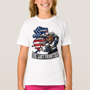 Retro Alaska The Last Frontier Eishockey-Bär-Karte T-Shirt